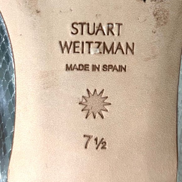 Stuart Weitzman Payson Pearl Slide Loafers in Silver Snake Size 7.5 - Picture 11 of 12